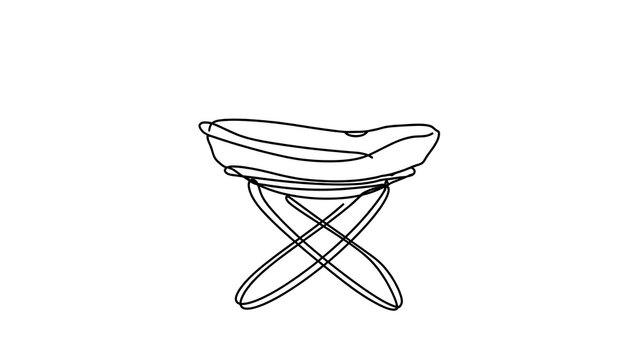 Minimalist folding stool illustration white background.