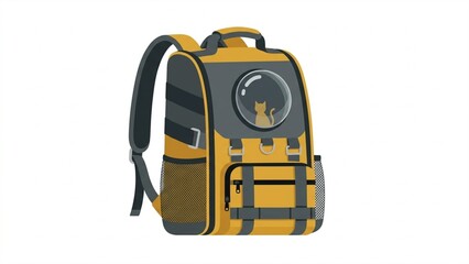 Fototapeta premium Modern Mustard Yellow Pet Carrier Backpack Flat Vector Icon
