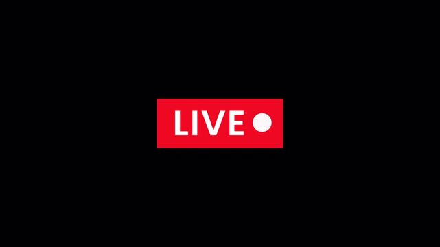 Live Streaming Label Animation, LIVE Broadcast Badge, Red On Air Indicator Overlay