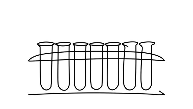 Laboratory test tubes sketch on white background.