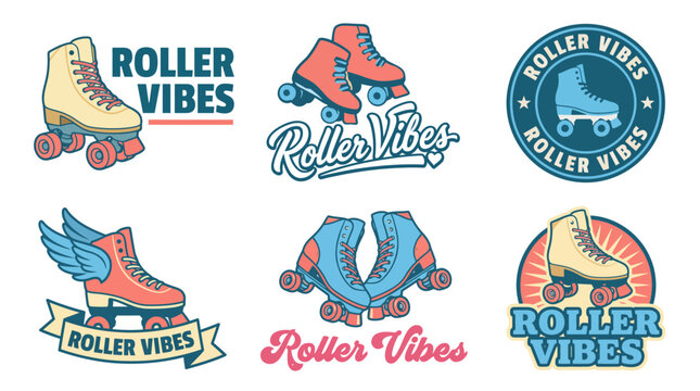This collection features vibrant roller skate logos and designs, showcasing playful colors and styles that embody the energetic vibe of roller skating culture.