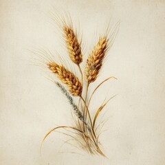 Obraz premium Vintage wheat illustration on textured background