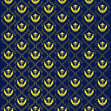 Seamless luxury navy blue and gold floral damask pattern, elegant golden ornament background, traditional royal tile design for textile, fabric and wallpaper print
Exquisite seamless damask pattern fe