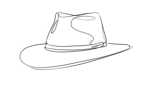 Line art cowboy hat illustration white background.