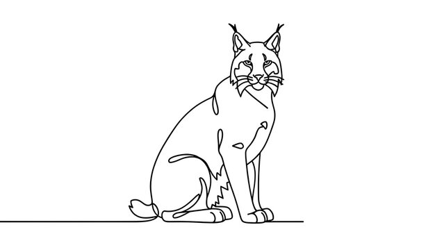 Lynx line art illustration white background.