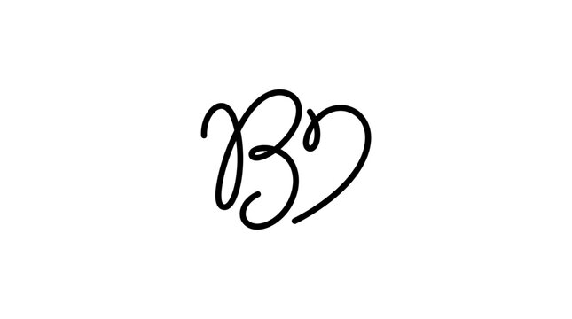 Elegant Black Signature "B" with Heart Shape Flourish