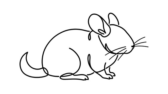 Simple line drawing of a mouse white background.