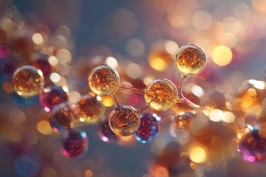 Endorphin Molecule in Prismatic Glass with Festive Confetti Bokeh
