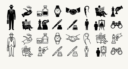 Collection Of Business Icons And Objects In Black Silhouette © MDJAMAL