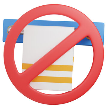 3D render Red Prohibition Sign with on a hanged towel , Isolated icon 
