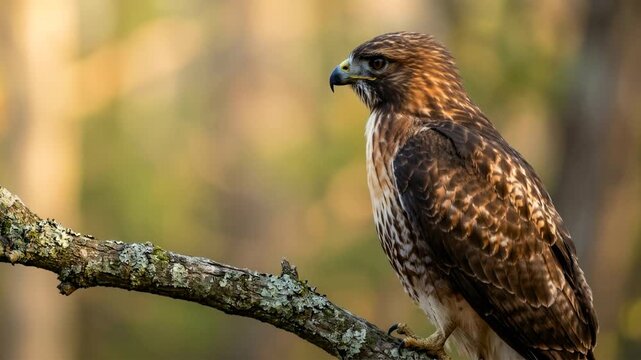 hawk close up at morning light in yellowstone national park usa video