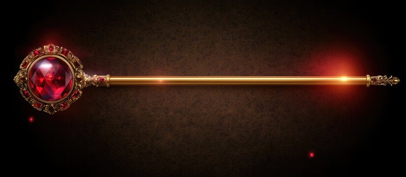 A royal golden magic wand with a red gem at the tip.