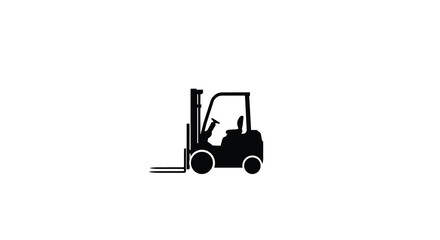 Forklift Silhouette On White Background Industrial Vehicle Icon © Lipe