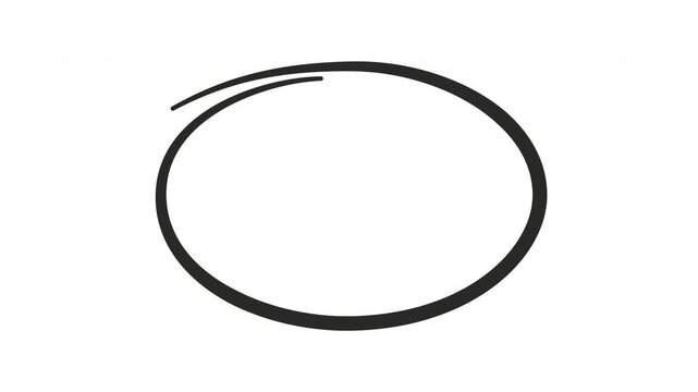 Set of oval, circle, round, frame, bubble, outline self drawing animation. Colored line animated on white background. Copy space. Black, blue, green, red, golden, yellow.