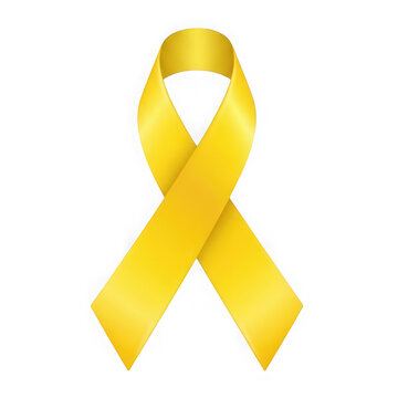 Shiny yellow awareness ribbon symbol for cancer support