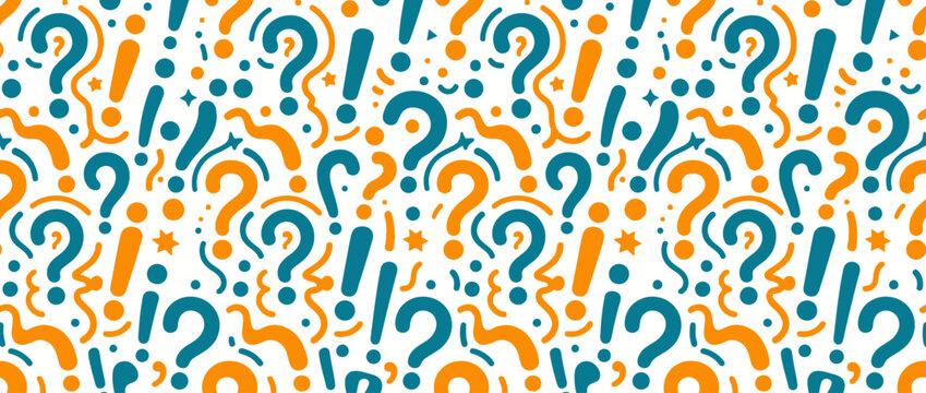 Seamless Pattern of Colorful Question and Exclamation Marks