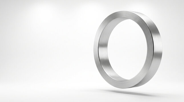 Luxury Floating Brushed Aluminum Ring on Minimal Background