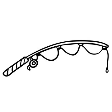 Fishing Rod Line Icon &ndash; Simple Outline Vector Illustration