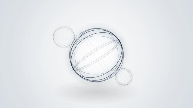 Minimalist wireframe spheres on white background