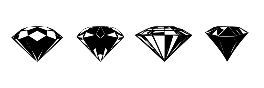 Lab-grown diamond silhouette with sharp geometric facets on white background featuring sustainability and luxury icon