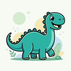Fototapeta premium Friendly cartoon green dinosaur standing with a smile.