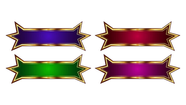 Luxury red golden set arabic islamic banner title frame text box in transparent background