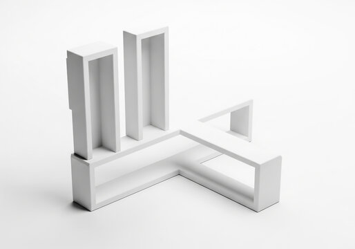 Abstract white geometric structure with impossible shape