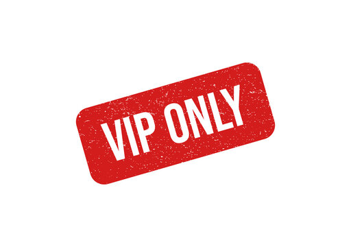 Red vip only badge with white text isolated on transparent background