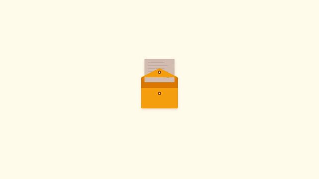 Minimalist 2D Animation of an Orange Mailbox Receiving a Letter.