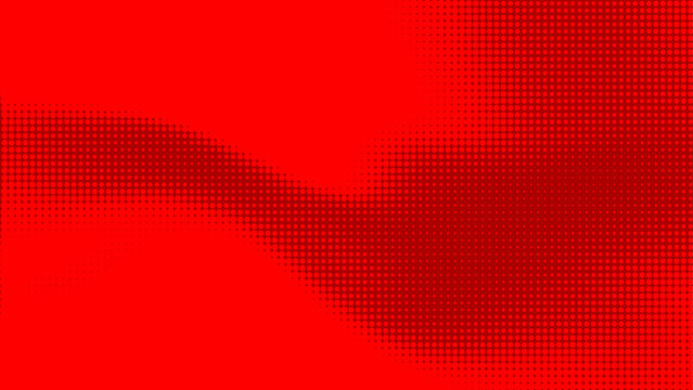 Dark halftone pixelated abstract wave on bright red background with halftone abstract gradient