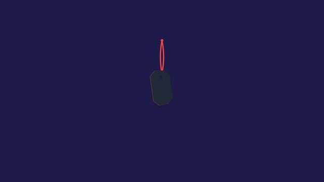Minimalist 3D Render of a Single Hanging Military Dog Tag on Dark Background.