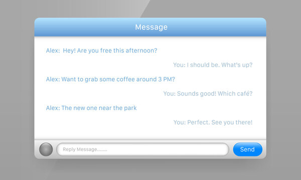 Messaging chat popup window user interface design template