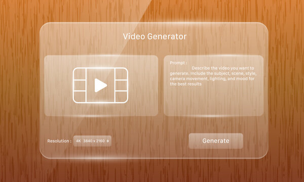 Glassmorphism video generator widget popup user interface design template