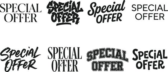 Obraz premium Collection of creative special offer typography designs featuring various artistic fonts and styles for marketing and retail promotions