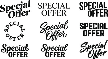 Fototapeta premium Collection of various special offer typography designs for retail marketing and promotional sales advertising labels and badges
