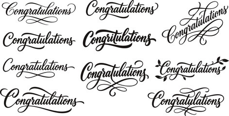 Collection of elegant congratulations calligraphy typography designs for greeting cards and celebration event invitations and posters © 2h.designer07