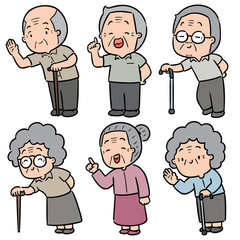 Fototapeta premium Elderly people character hand drawn doodle style vector illustration