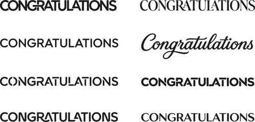 Fototapeta premium Collection of various congratulations text designs showcasing diverse typography styles for creative graphic design and branding projects