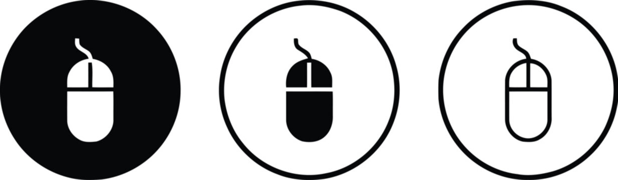Computer Mouse Icons set on white background. Computer mouse vector icon. Computer mouse vector icon. Isolated transparent. Black and white computer mouse icons on white background. PC Mouse icon.    