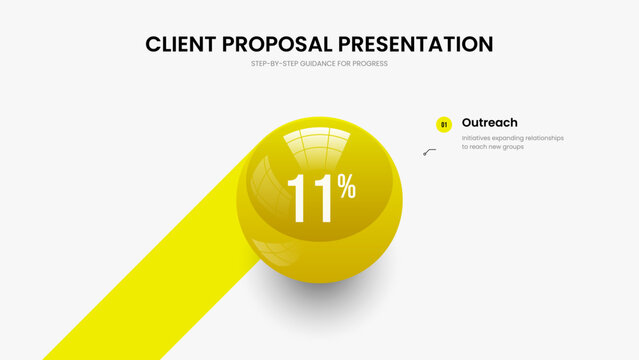 Company Growth Slide Layout Vector Illustration. Minimalist Portfolio 1 Element Graph Slideshow Template. Advertising Review One Step Infographic Frame Design.
