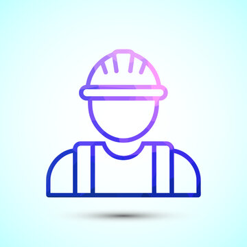 Industrial worker icon with hard hat in low poly design for safety and labour theme.