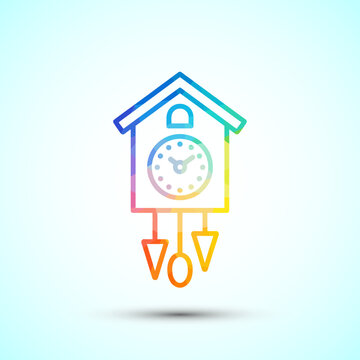 Classic wooden cuckoo clock colorful low poly style vector illustration home decor.