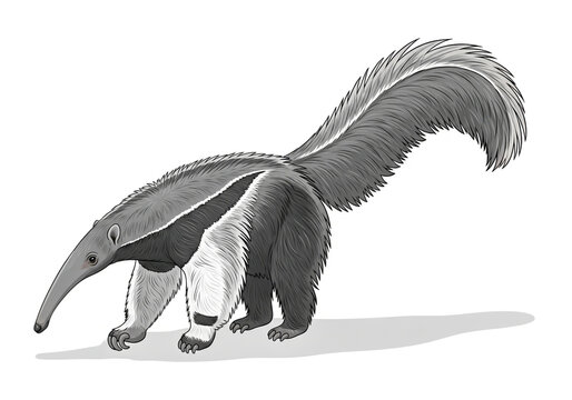 Giant anteater walking side view illustration