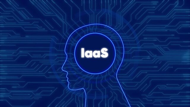 Iaa s infrastructure as a service concept with digital human head and circuit board iaas