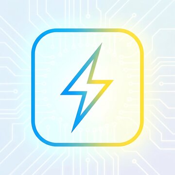 Modern lightning bolt icon in colorful gradient square frame