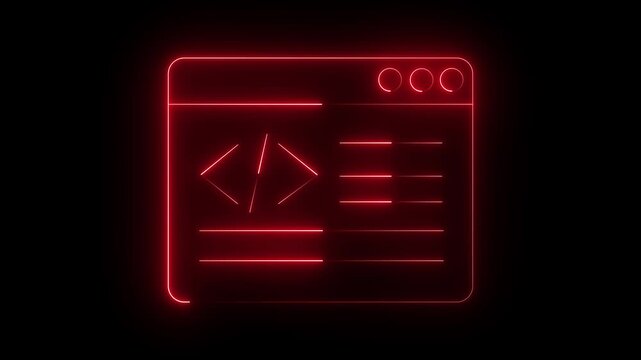 Glowing neon blue color dictionary book icon on black background. 4k animation