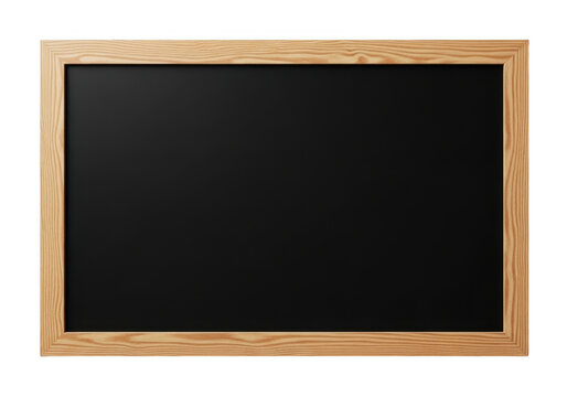 Empty blackboard with wooden frame isolated on transparent background