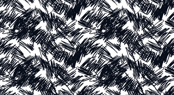 Seamless pattern with handdrawn black scribbles
