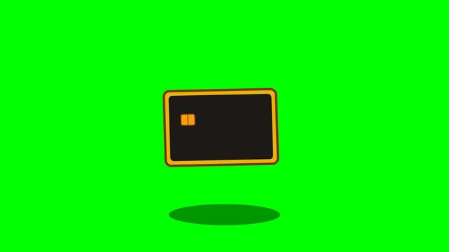 Animated 3D Credit Card Rotating on Green Screen Background.