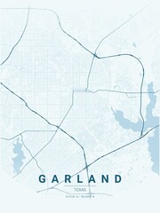 Obraz premium Modern Garland City Map Poster Design, Ocean Style Urban Street Grid Cartography